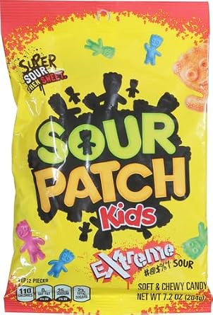 SOUR PATCH KIDS Extreme Sour Soft & Chewy Candy, 7.2 oz (Pack of 4)