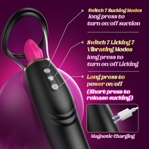 Image of Sucking Vibrator Sex Toys for Women - Tongue Vibrators Women Sex Toy for Clitoral Nipple with 7 Licking & Scuking Clitoral & 10 Vibration Mode, Removable Cup G Spot Adult Sex for Woman Couples