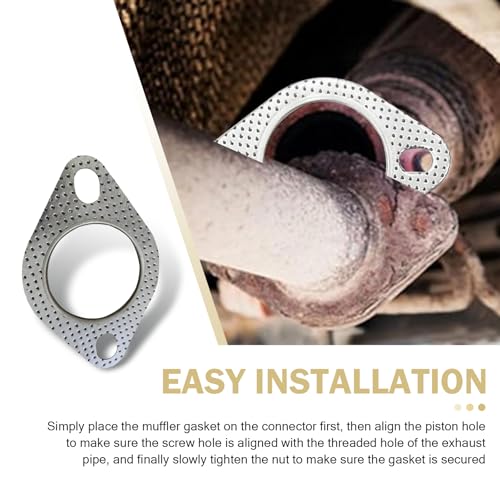 Image of 2 PCS Exhaust Gasket, 2 Bolt 2.5 inch Flange Interface Sealing Gasket, High Temperature Resistant Muffler Gasket with Flange Hexagonal Head Bolts and Nuts, for Most Cars Trucks (Silver)