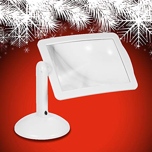 Full-page Magnifier, KKmoon Handsfree 3X Reading Full-page Magnifier 2Led Magnifying Wallfire Loupe Glasses Desk Table Desktop Lamp Light