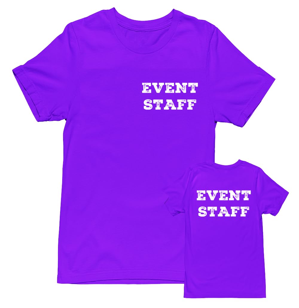 Men's Event Staff T-Shirt Front Back Print Tee Event Uniform Camp Tshirt