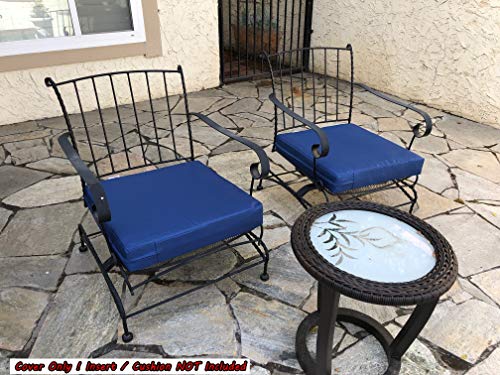 QQbed 6 Pack Outdoor Patio Chair Pillow Seat Washable Cushion Covers 24"X22"X4" Size - Replacement Covers Only (24"X22"X4" 6 Pack, Navy Blue) - Thumbnail 5