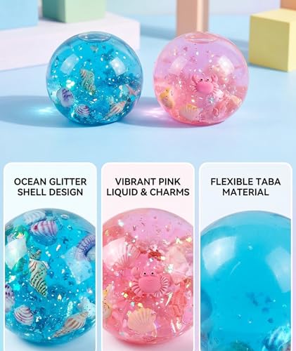 Image of 1-2 PCS Taba Squishy, Squeeze Fidget Adults Stress Relief Cute Adults Taba Squishy for Boys Girls Birthday Party Gifts, Blue Seashell Design, Office Desk Decoration (2PCS(Blue +Pink)