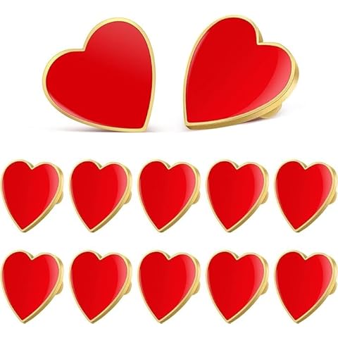 Mikily’s Set of 12 Heart Brooch Pins for Valentines Day Party Favors Women Costume Accessory Anniversary Push Pin Game Prizes Cover