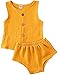 Bebé 2 Piezas Traje Verano Conjunto de Ropa Casual Chaleco de Cuello Redondo Pantalones Cortos Set Top Camiseta y Braguita para Recién Nacido (Amarillo, 0-6 Meses)