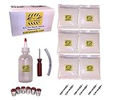 E-Z Tire Balance Beads Deluxe Kit Dually Truck 6 oz Six-Pack (6 bags of 6 oz Balancing Beads) 36 Ounces Total, Applicator Kit, Filtered Valve Cores, Red Caps