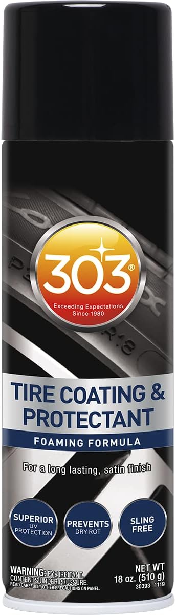 303 Products Tire Coating & Protectant - Sling-Free Formula - for A Long Lasting Satin Finish - Prevents Tire Dry Rot - Superior UV Protection, 18 fl. oz. (30393)