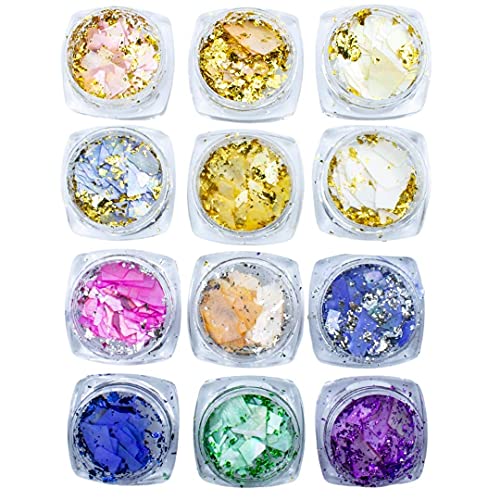 Kit Com 12 Madrepérola Encapsulamento Enfeites Unhas de Gel, Arte Sedução