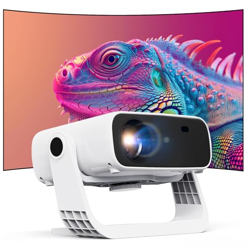 Wielio 2025 New Smart Projector Built-in Apps, Native 1080P 4K Supported, WiFi 6 & Bluetooth 5.2, Low Fan Noise (<30dB), 120° Adjustable Stand, Auto Keystone Home Cinema Projector for iOS/Android/PS5