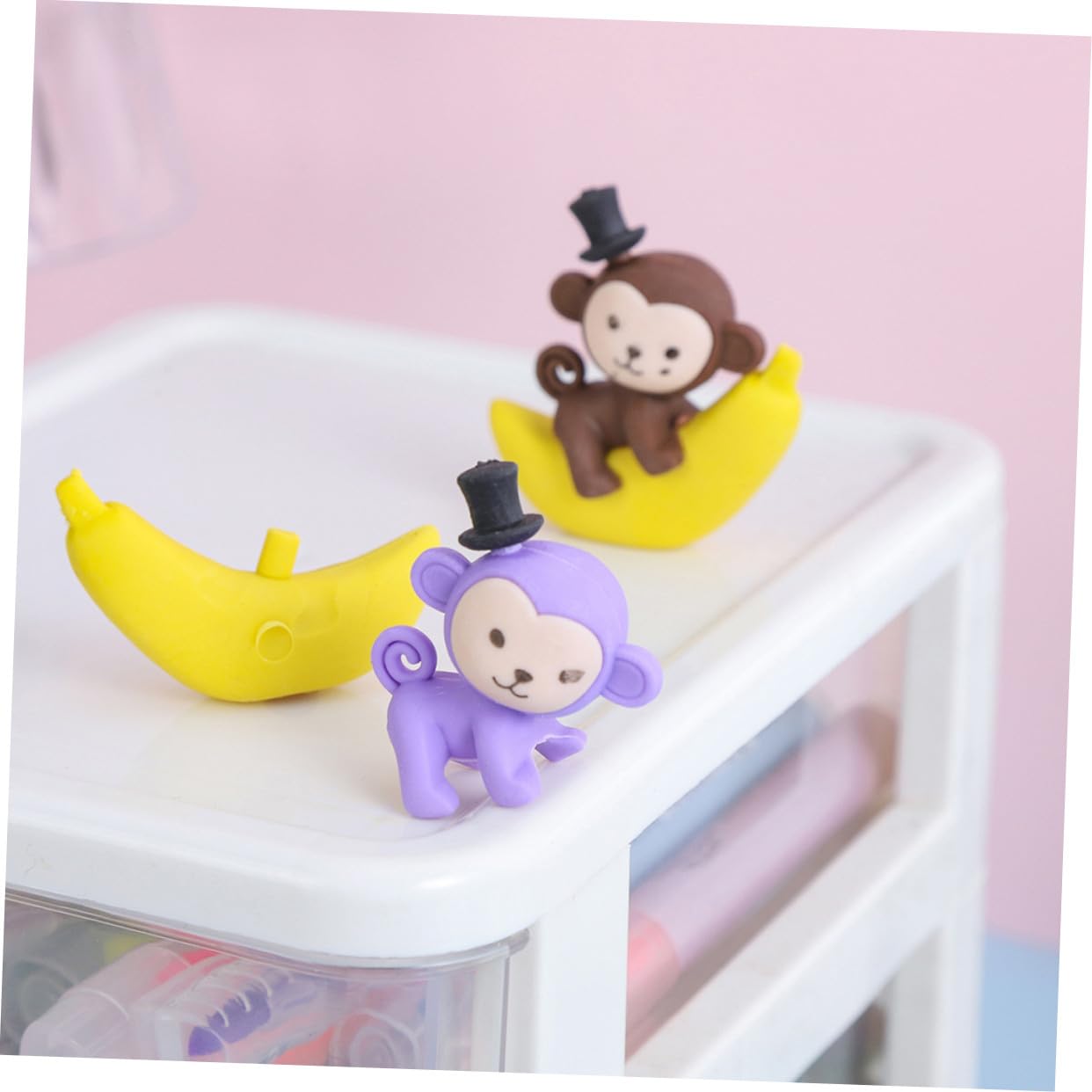 Homoyoyo Gomme da Cancellare a Forma di Banana Scimmia Creativa in Tpr 48 Gomme Divertenti Set da 48 Pezzi Uso Cancelleria Colore Casuale per Studenti per Materiale Scolastico