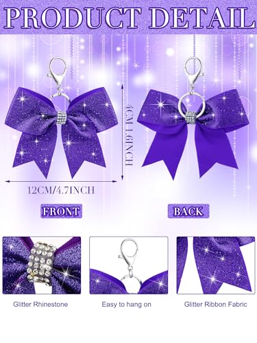 Image of Tondiamo Cheer Bow Keychain Cheer Keychain with Rhinestones Cheerleader Keyrings for Team Gift Cheerleading Sports Accessory