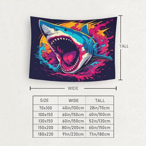 Tapisserie requin 3D en polyester doux comme décoration murale de chambre - 6