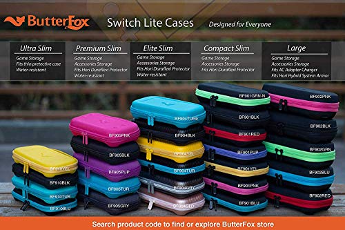 ButterFox Large Carrying Case for Nintendo Switch Lite, Fits Charger, Large Storage Pouch for Switch Lite Accessories - Black/Blue - Thumbnail 5