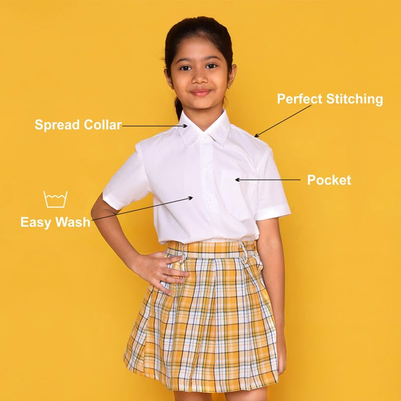Nusyl Girl's White School Uniform Half Sleeve Shirt | Readymade Stitched Shirt for Students |School Dress for Children-NUGSHIRT0001.1_10-11Y - Image 5 thumbnail