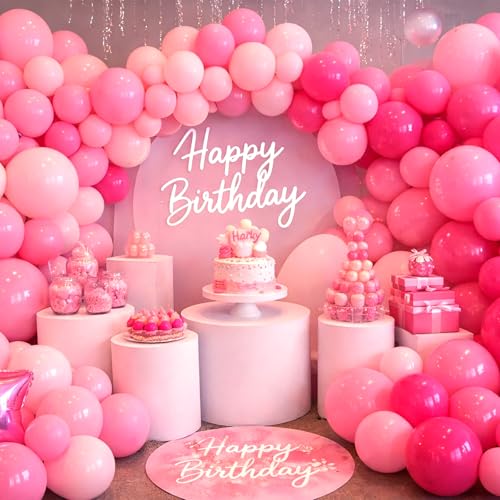 Pink Balloon Garland Arch Kit, Kelfara 109Pcs Hot Pink Latex Pastel Pink Balloon, 18 12 10 5 Inch Latex Balloons for Wedding Birthday Princess Theme Bridal Baby Shower Bridal Shower Party Decorations