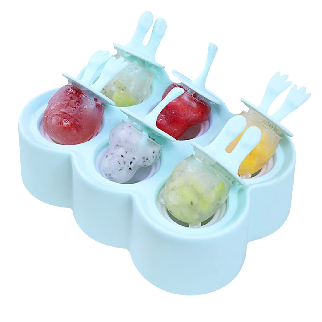 6 moldes para helados, moldes pequeños para helados, moldes pequeños para helados, moldes para helados, mini ABC para niños, bebé (azul-1)