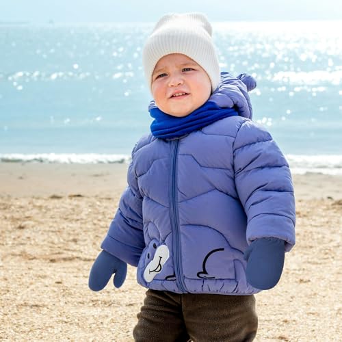 Image of Toddler Warm Mittens Baby Boys Winter Gloves 2 Pairs Winter Sherpa Fleece Lined Mittens for Girls