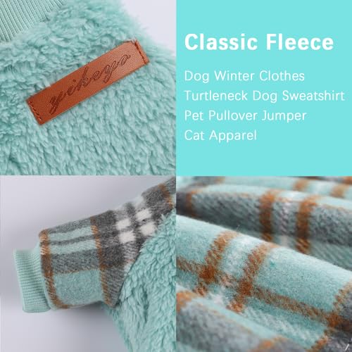 Image of Dog Sweater Dog Winter Clothes for Small Dogs Boy Girl Fall Puppy Dress Warm Fleece Chihuahua Yorkie Teacup Doggie Sweaters Dresses Doggy Sweater for Small Dogs Girl Cat Outfits, Green Plaid, S