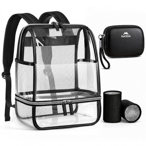 MATEIN CLASSIC TPU Clear Backpack Stadium Approved, Dual-Layer Stadium Bag