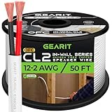 GearIT 12/2 Speaker Wire (50 Feet) 12AWG Gauge - in Wall Audio Speaker Wire Cable / CL2 Rated / 2 Conductors - OFC Oxygen-Free Copper, White 50ft