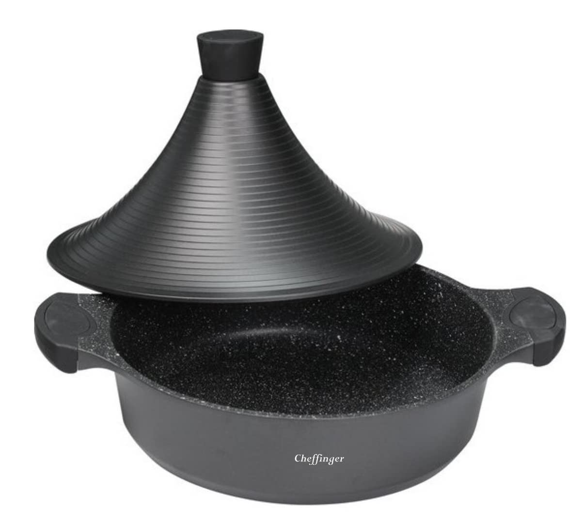 Cheffinger Fonte D'Aluminium Tajine Ø32cm Induction Silikongriffe Marmite Cuit-Vapeur Rôtissoire