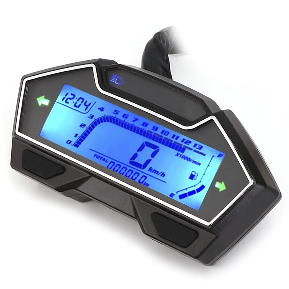 Digitales Motorrad-Messgerät mit Tachometer, Kilometerzähler und Drehzahlmesser für 12-V-Motorräder, LED-Kraftstoffanzeige, Geeignet für Alle Motorrad-Enthusiasten
