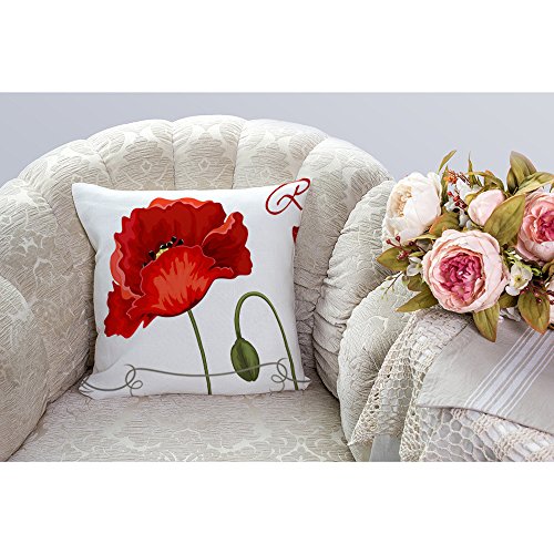 Hgod Designs Throw Pillow Case Red Poppies Cotton Linen Square Cushion Cover Standard Pillowcase For Men Women Home Decorative Sofa Armchair Bedroom Livingroom 18 X 18 Inch #TOP1