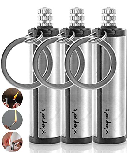 Survival Endless Match Box- Permanent Match- Forever Match- Emergency Fire Starter- Outdoor Survive Tool- Outdoor Emergency Flint Stone Lighter with Keychain for Camping Hiking BBQ (3)