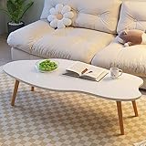 モダンな不規則な形の小さなコーヒーテーブル、ミッドセンチュリーウッドコーヒーテーブル、ユニークなレトロなセンターテーブル、リビングルーム、オフィス用のラスティックファームハウスコーヒーテーブル。,白,80*40