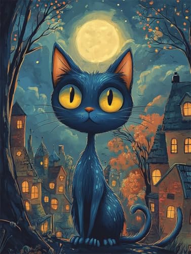 Diamant Peinture Débutant anti-stress - Kit Complet Grand Format 110x150cm Motif Chat Mignon