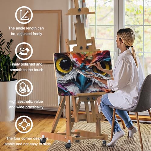H-Frame Multifunctional Easel, Foldable & Adjustable (Vertical to Horizontal), Holds Two Canvases (Up to 77 Inches), Professional H-Frame Art Easel for Adults - Image 2