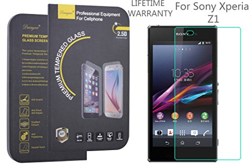 Sony Xperia Z1 Screen Protector Danyee 2.5d Round Edge 0.3mm Ultra Slim Tempered Glass Screen Protector for Sony Xperia Z1 L39h with 9h Hardness/Anti-Scratch/Fingerprint Resistant