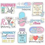 SODAVA (10pcs, 3in) Pharmacy Technician Stickers for Pharmacist Students, Pharmacy Tech Vinyl Stickers for Laptop, Water Bottle, Notebook, Cute Medical Gift for Healthcare Worker, Pharmacist Decor