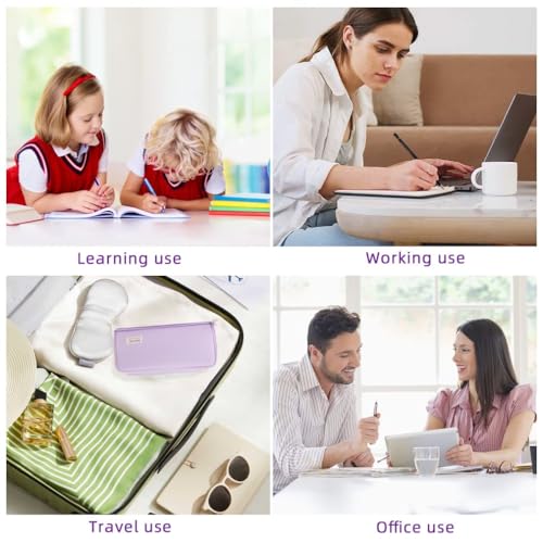 Image of Canvas Large Capacity Pencil Box for Girls & Boys, 3 Compartments Pen & Pencil Pouches, Aesthetic Stationery Pouch for School Kids College Students (Metal Large Purple)