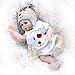CLXFDJ Reborn Poupée 47 cm Silicone Reborn Bébé Doll Réaliste Toddler Twin Boy and Girl Anniversaire Cadeaux De Noël Enfants Jouets,Blue