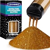 LEOBRO Gold Glitter, 180g/6.35oz Holographic Gold Fine Glitter for Resin, Crafts, Body Face Hair Makeup, DIY Party Halloween Christmas Decorations (Holographic Metallic Gold)