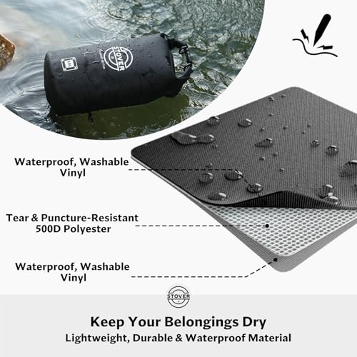 Image of STOVER 5 /10 /25 /30 /40L Waterproof Dry Bag, Medium Lightweight Roll Top Dry Bag Backpack w /Waterproof Phone Case, Kayaking, Travel, Hiking, Fishing, Tubing, Camping, the Beach, Men /Women (Black)