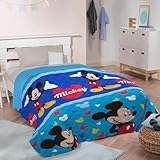 Disney Mikey Mouse Colchas Bouti Infantiles para Niños Licencia Oficial,170 x 250 cm,Composición 100% poliéster. Gramaje 100 gr/m2,Cama 90-105 cm,Color Azul