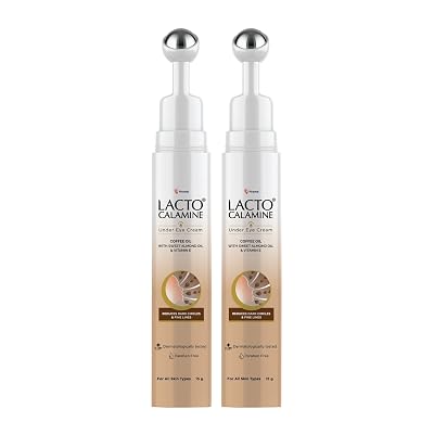 Lacto Calamine Under Eye Cream For Dark Circles for Women & Men | Fine Lines & Puffy Eyes With Cooling Massage Roller |1