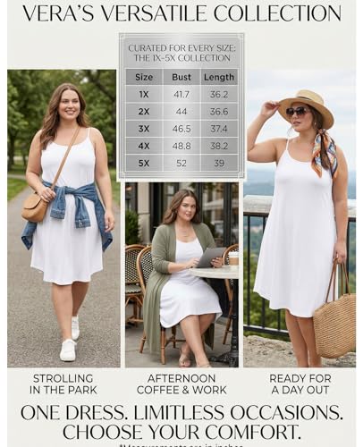 Image of 7th Element Women's Plus Size Slip Dress, Spaghetti Strap Summer Cami Sundress & Nightgown, Under Dresses & Beach Cover-up