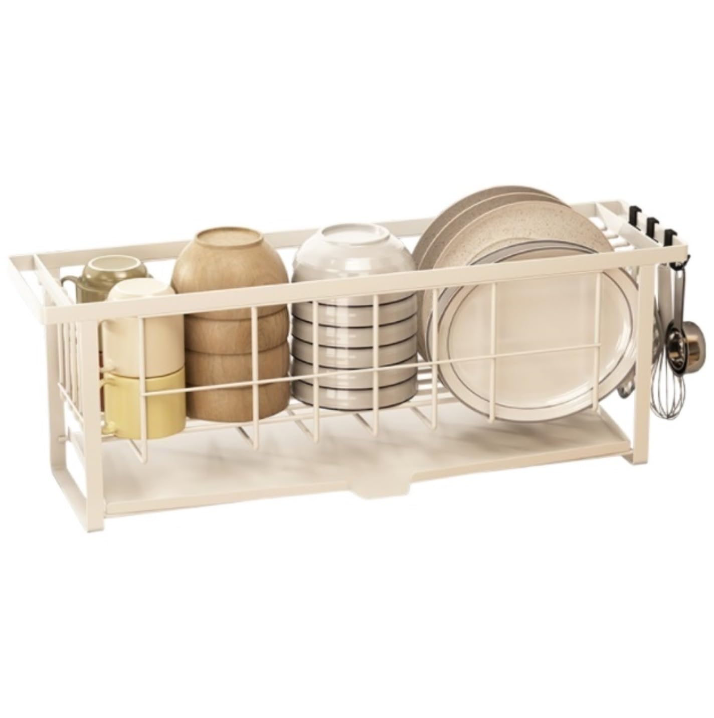 GOOPEEG Dish Drainer,Dish Rack Carbon Steel Dish Drying Rack Drainer Kitchen Light Duty Countertop Utensil Organizer Storage Easy Dish Organization(White)