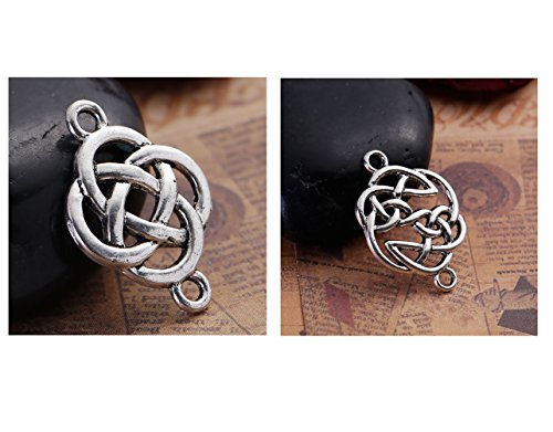 JGFinds Celtic Knot Connector Findings, Antique Silver Tone, 56 Pack (28 of Each)