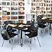 Romig Trek 42 in. Square Adjustable Classroom Table- Neo Walnut Top, Black Base & 4 Andy 18 in. Black Stack Chairs