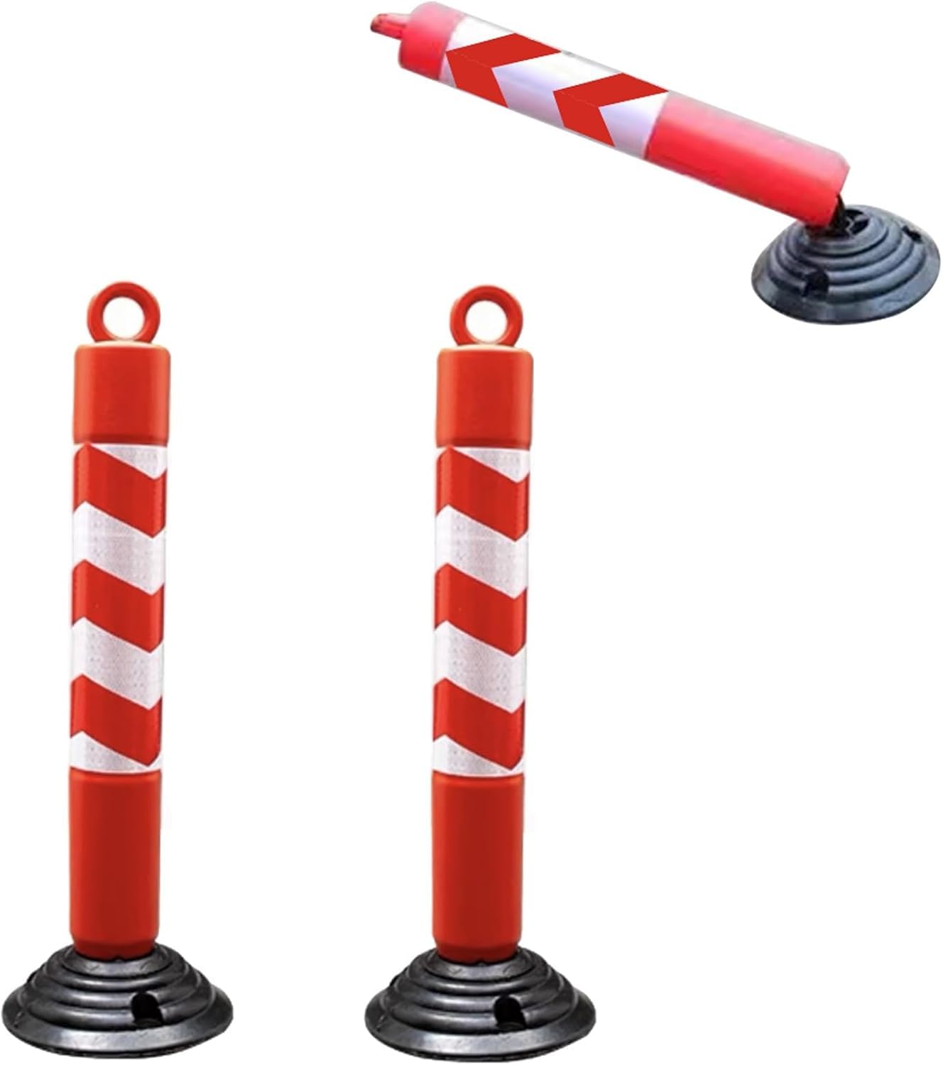 WOTZOV Traffic Delineator Post Delineator Safety Cone Post Plastic Security Parking Bollard, Driveway Pathway Barrier Stanchion Not Fall Down, Traffic Delineator Caution Cones W,55Cm,80cm Height