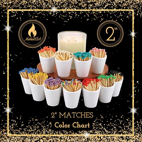 Image of 500 Count | 2 inch Orange Matches | Strikers Included | Color Tip Wooden Match | Refill for Matchstick Jars, Candle Display, Holders & Bottles | 2 in inches Long