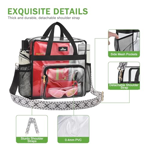 Image of MAY TREE Clear Bag Stadium Approved, Cold-Resistant, Lightweight and Waterproof, Transparent Tote Bag and Gym Clear Bag, See Through Tote Bag for Work, Sports Games and Concerts-12 x12 x6