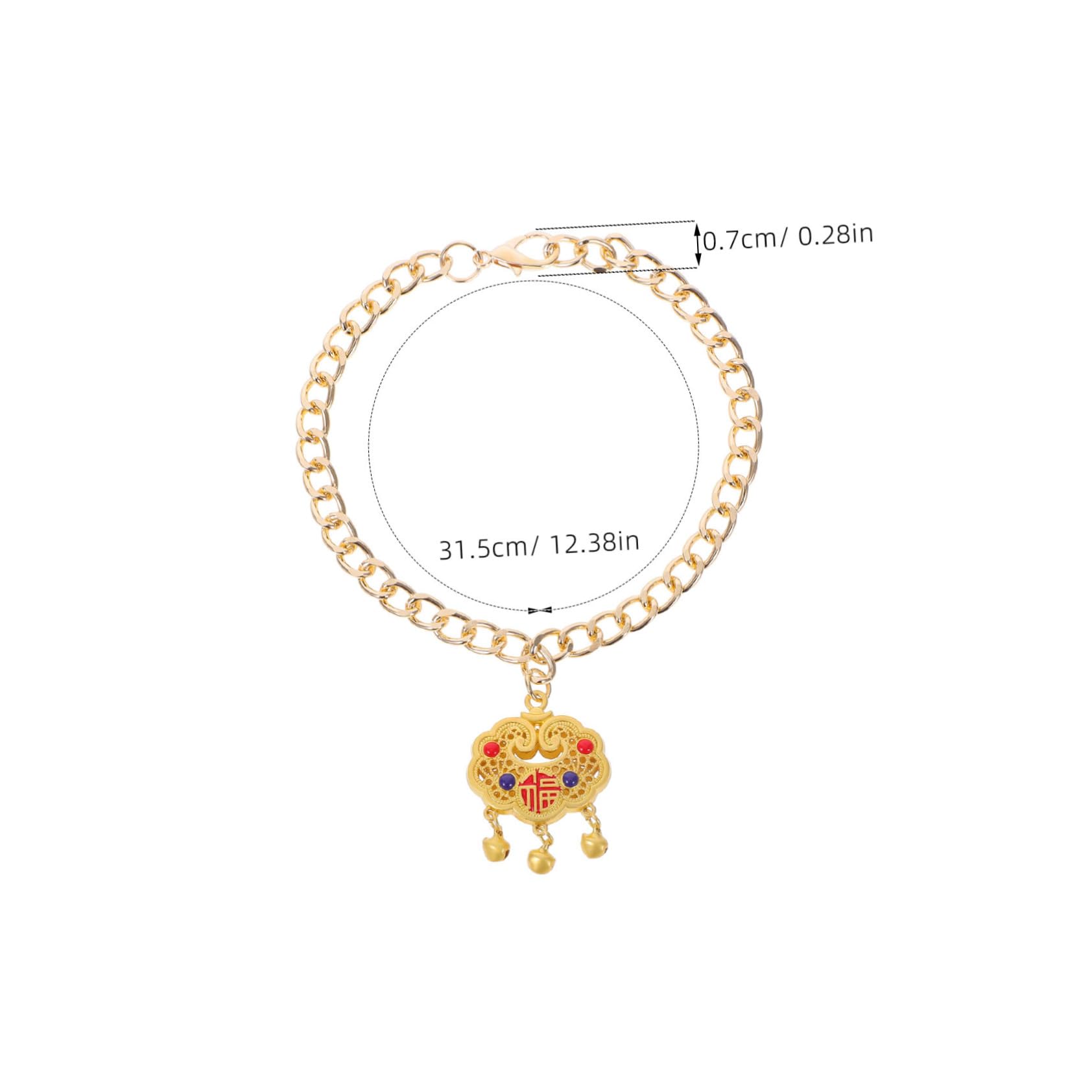 BESPORTBLE Sturdy Pet Dog Cat Metal Longevity Lock Pendant Bell Collar Necklace for New Year Celebrations