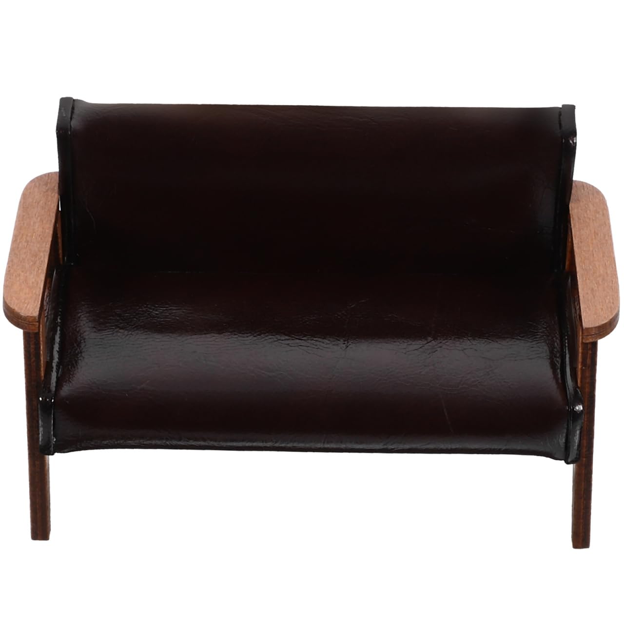 Photo 1 of 1:12 Scale Dollhouse Couch Miniature Furniture - Black Leather Tiny Sofa Chair for DIY Doll House Living Room Decor - 4.52 x 2.63 x 2.44 Inches Armchair Accessory for Miniature Life Scenes