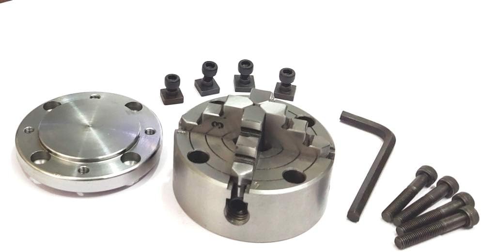 🛒 Crazy Deals 80 mm 4 Jaws Independent Dog chuck with Back Plate & T nuts for Rotary Table