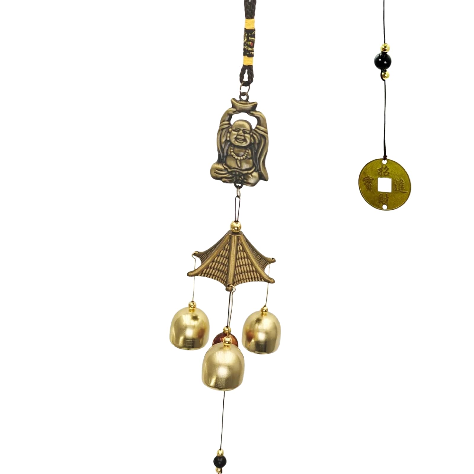1 PC Lucky Wind Chimes Feng Shui Hanging Wind Chimes for Garden Good Luck Chinese Wind Bells with Coin Matel Bells Butterfly Cat，B
